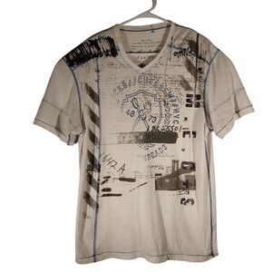 Ecko Marc tshirt mens XL XLarge white graphic tee v-neck short sleeve 90s Y2K